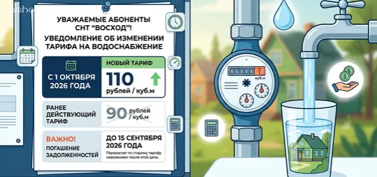 Изменение тарифа на услуги водоснабжения с 01 октября 2026 года
